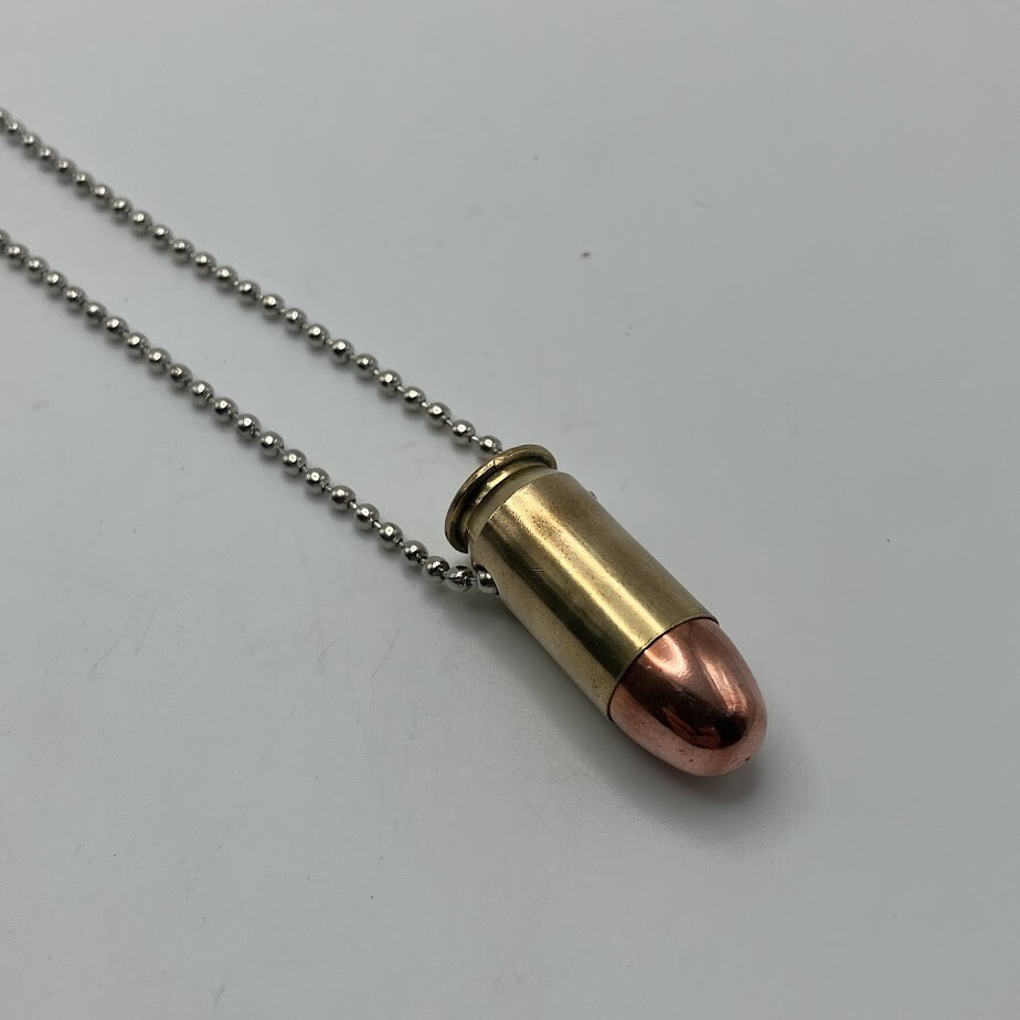 Bullet Necklace or Mirror Hanger with Dog Tag Chain