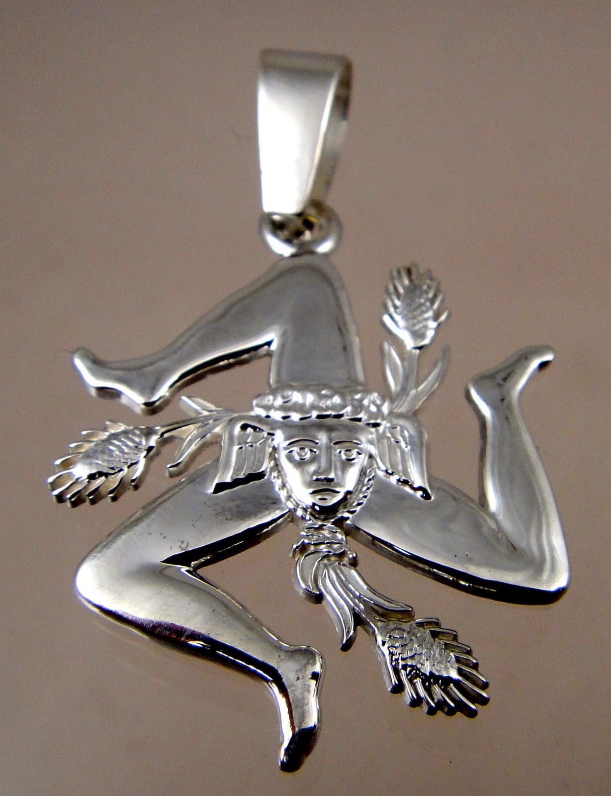 Sicilian Trinacria pendant Jewelry Solid sterling 28MM