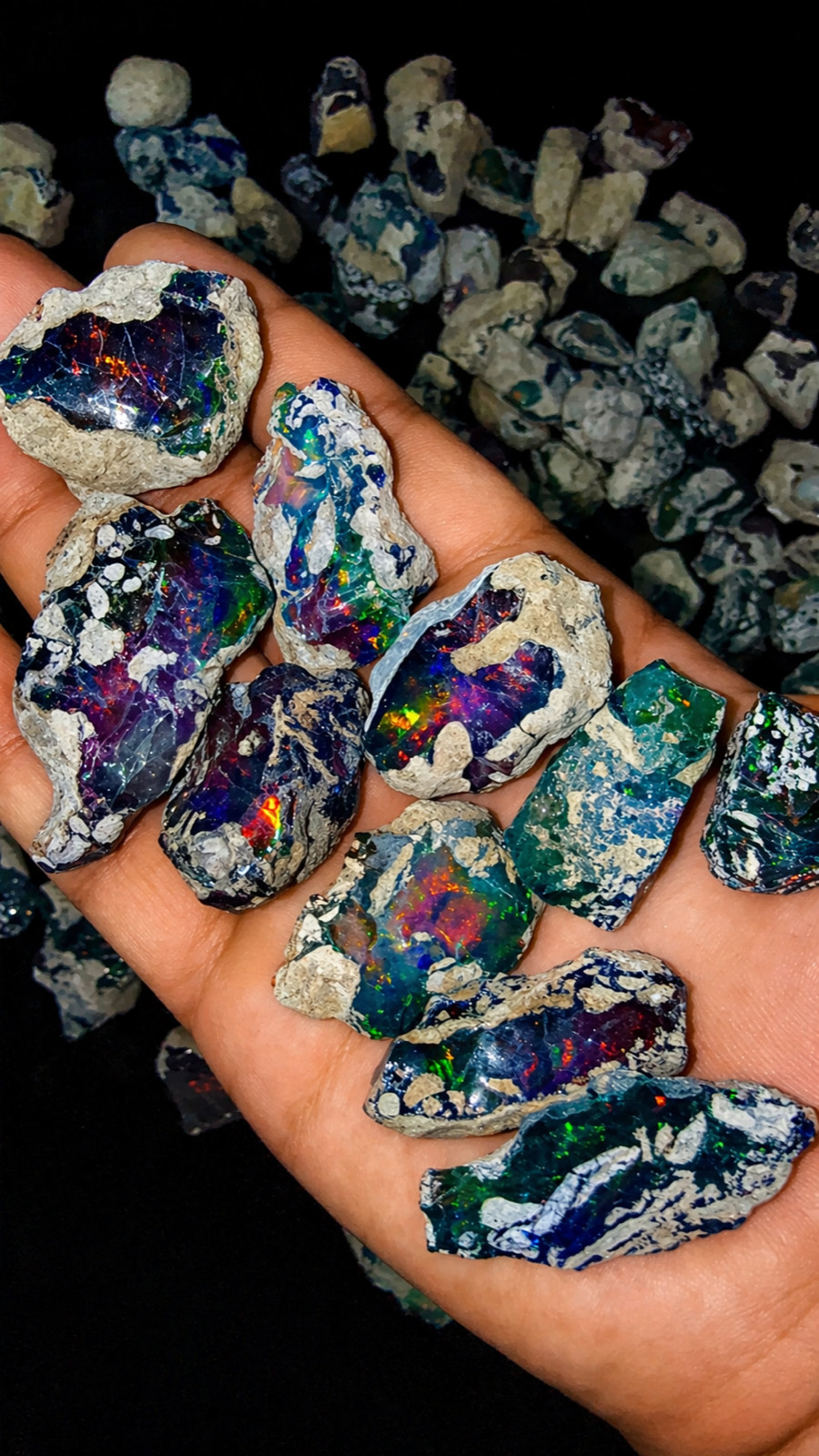 10 PCS Black Opal Rough Natural Ethiopian Raw multifire dry Opals Cutting Grade