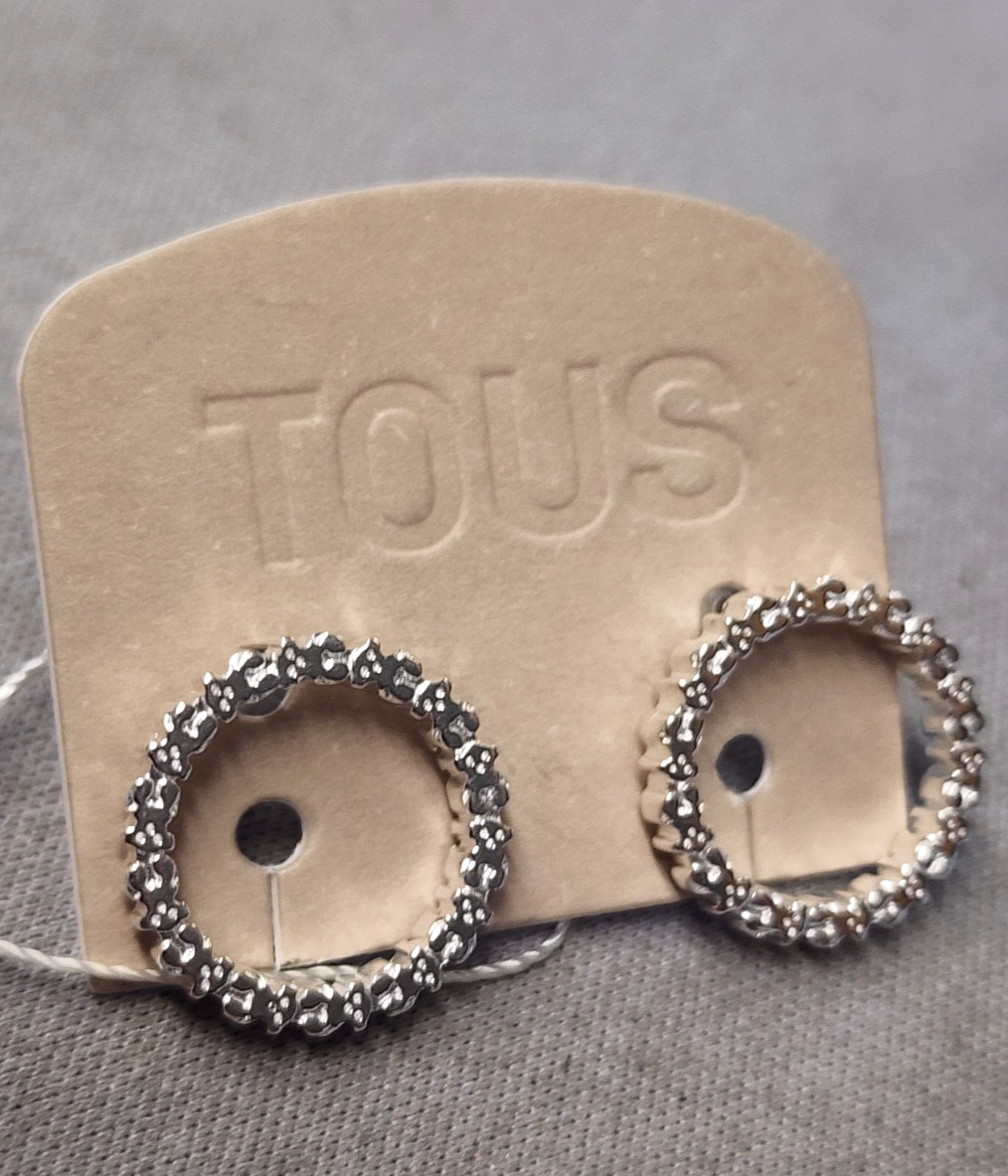 Tous Medium Silver Straight Disc Earrings 15mm Sterling Silver
