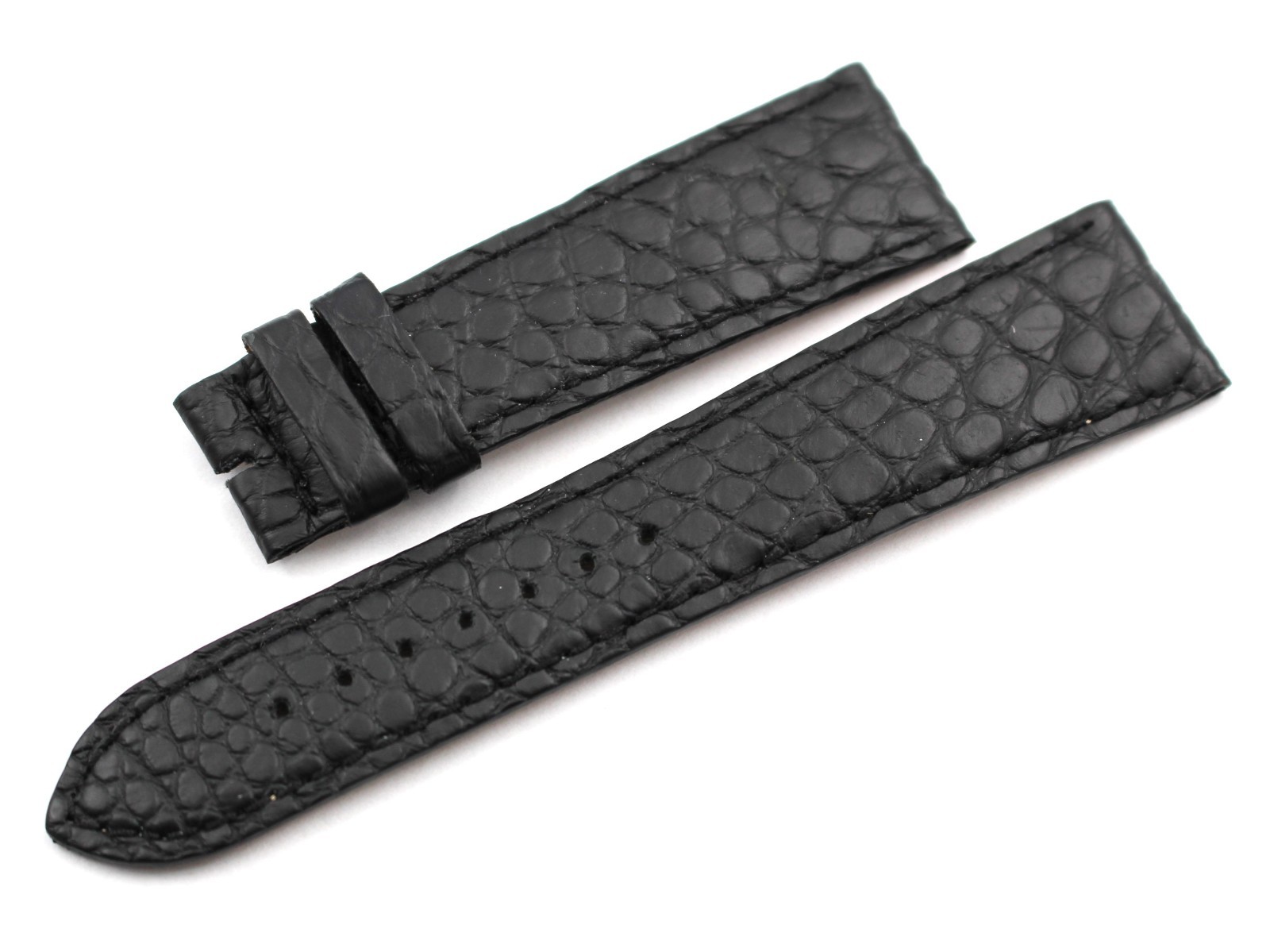 Genuine Black Crocodile Leather Strap 22/18mm Flat Pin Buckle New