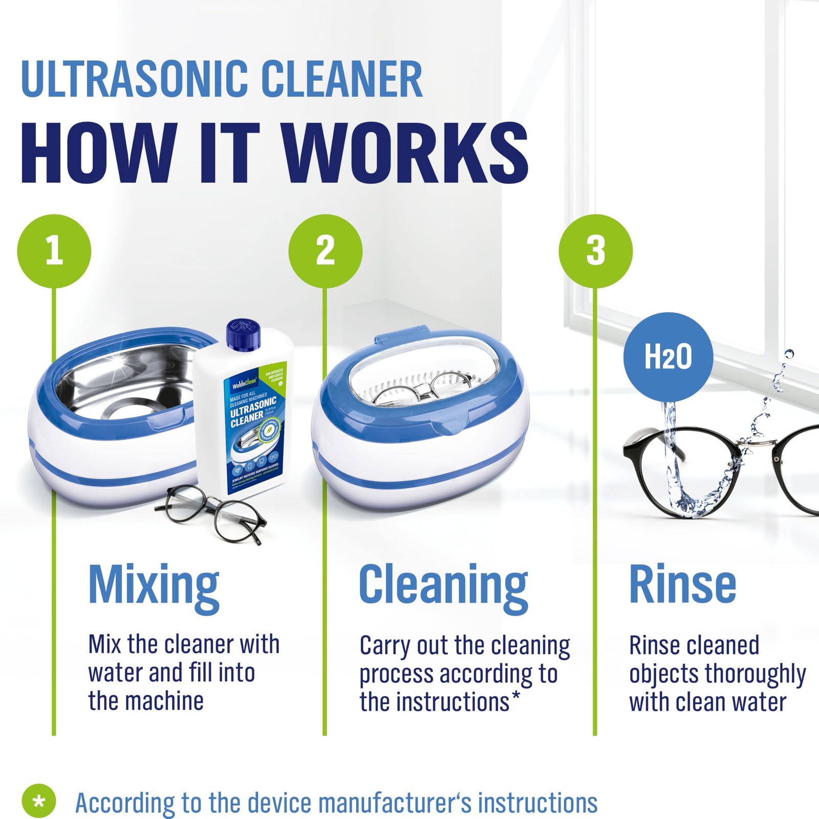 WoldoClean Ultrasonic Cleaner Solution Concentrate 25.4 Fl Oz Makes 8 Gallon…