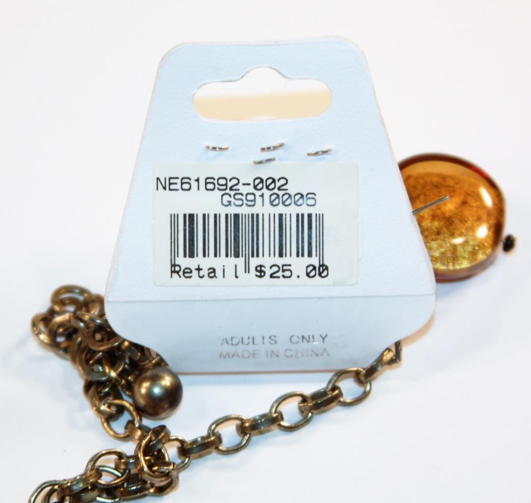 Gold Tone Translucent Stones Necklace & Earring Set Fashion Costume Jewelry jxdk
