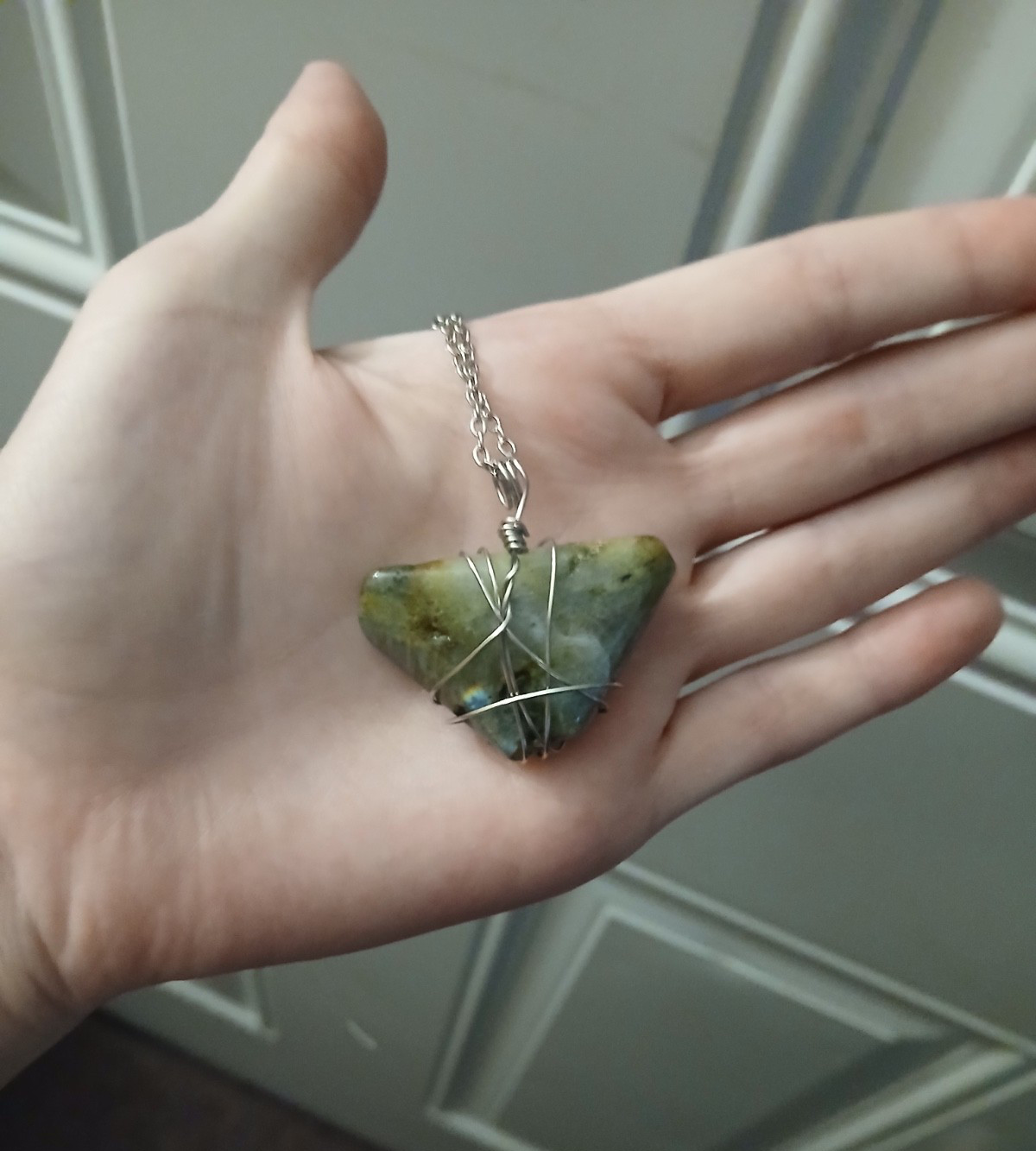💎 Blue‑Purple Labradorite Wire‑Wrapped Necklace • Transformation • Intuition •
