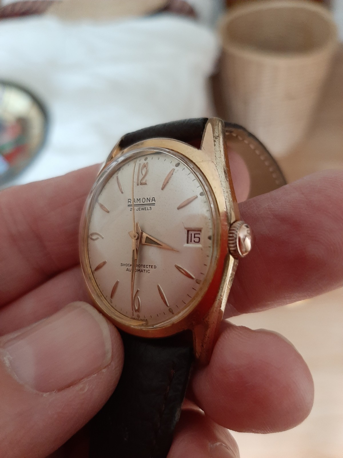Vintage Swiss Made Ramona 25J Automatic Gents Watch -Running Well/VGC For Age