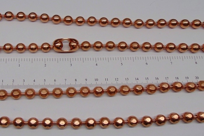 COPPER BALL CHAIN Necklace or Bracelet Statement Size 9.5mm Round + Faceted Bead