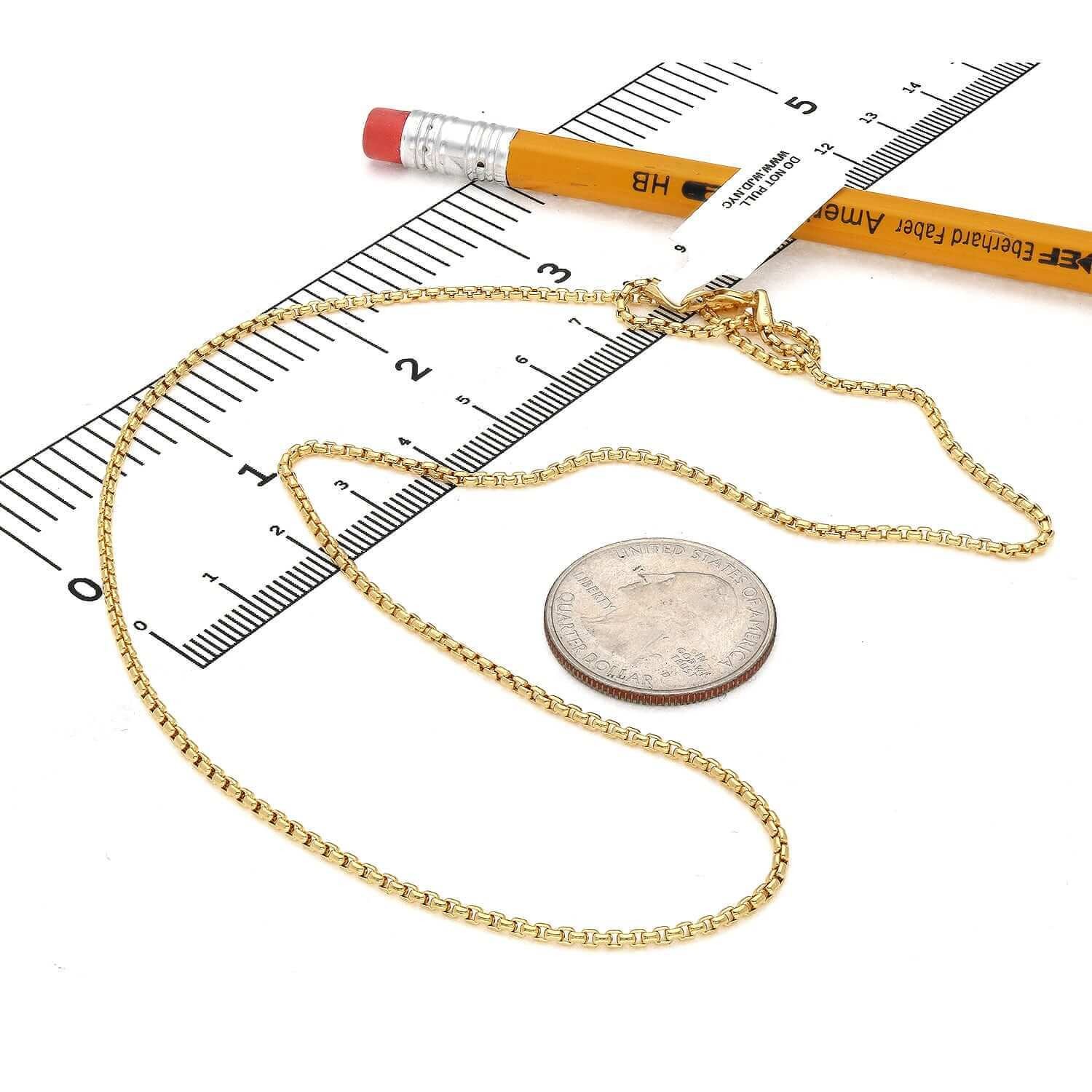 14K Real Gold 1.7mm Solid Round Box Necklace 16″-24″