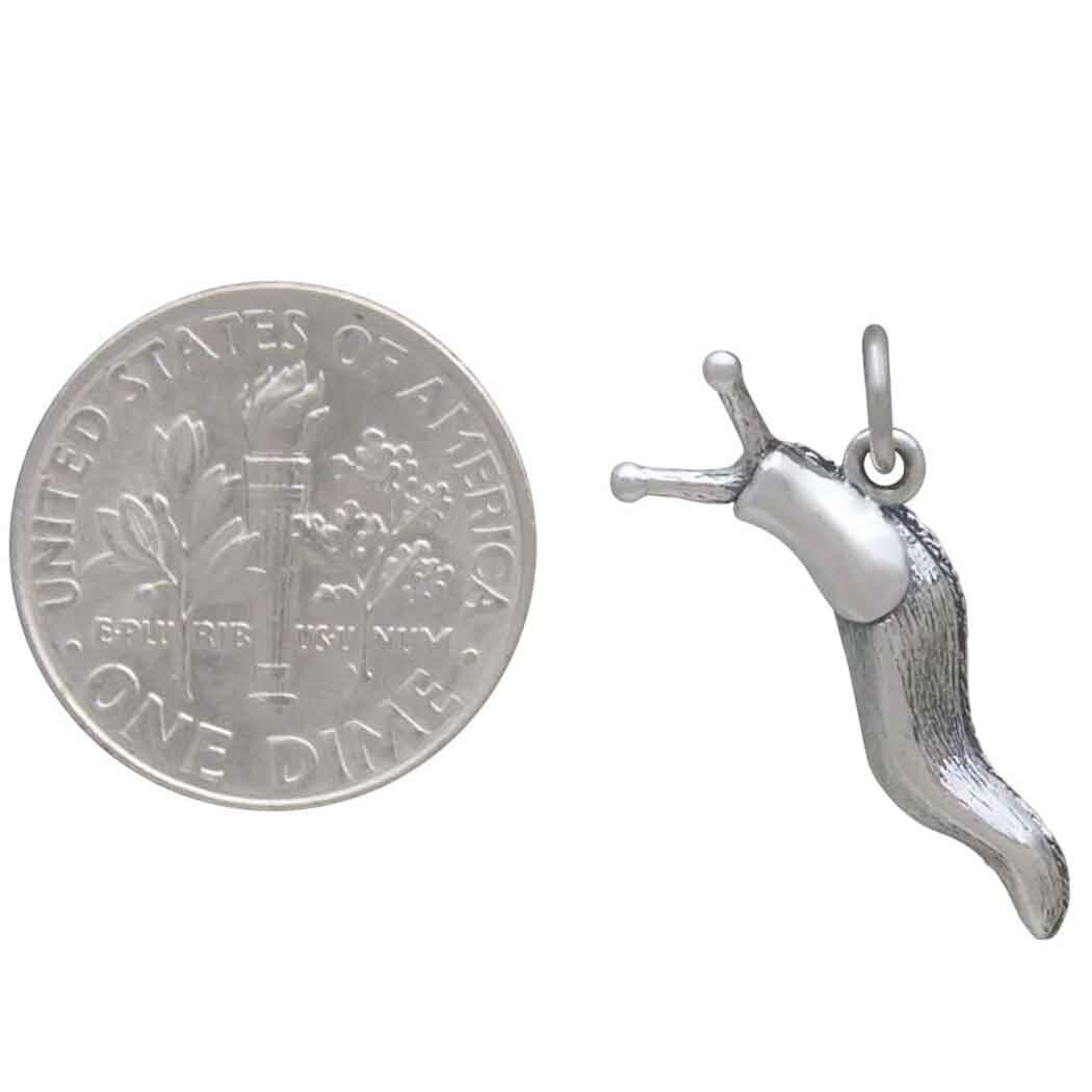 Sterling Silver Banana Slug Charm 12x23mm