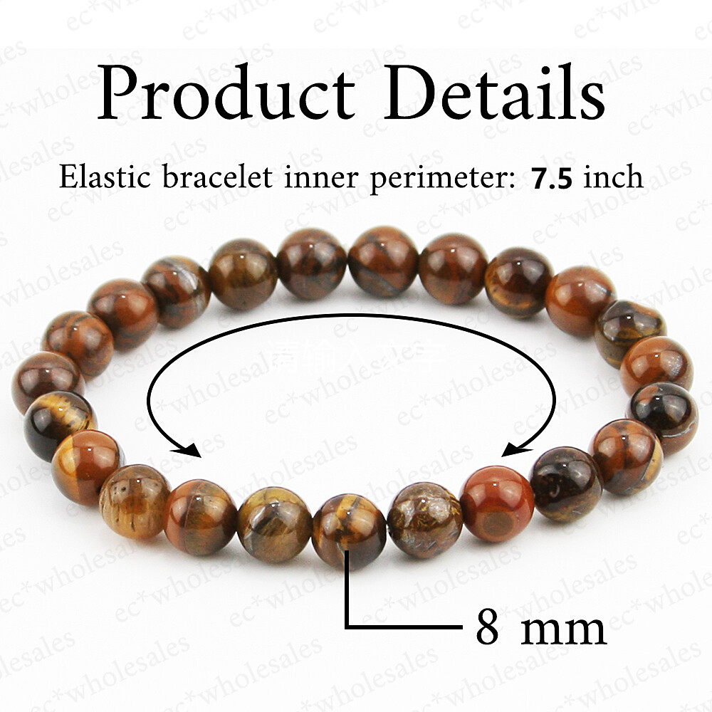 Handmade 8mm Mix Natural Round Gemstone Bead Healing Men Women Bracelets Jewely