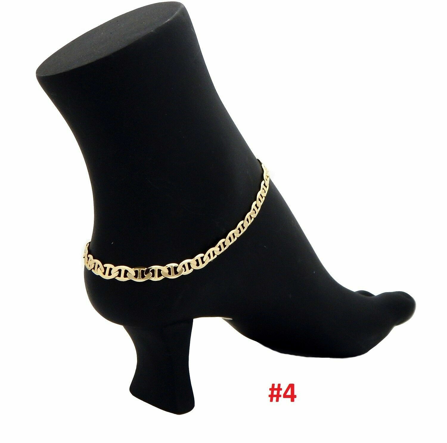 CUBAN CURB LINK CHAIN ROPE MARINER ANKLET ANKLE BRACELET 14K ITALY GOLD PLATED
