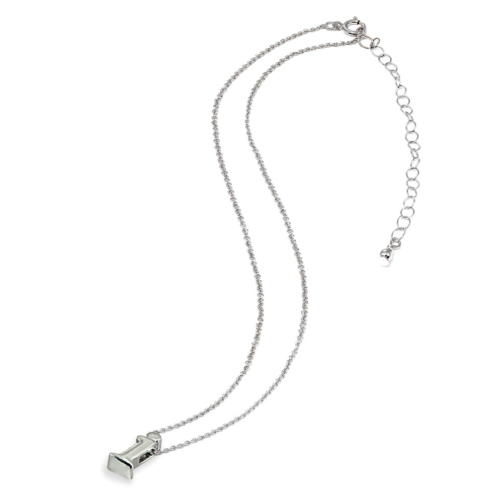 I Letter Initial Alphabet Name Personalized 925 Silver Necklace, 15” + Extender