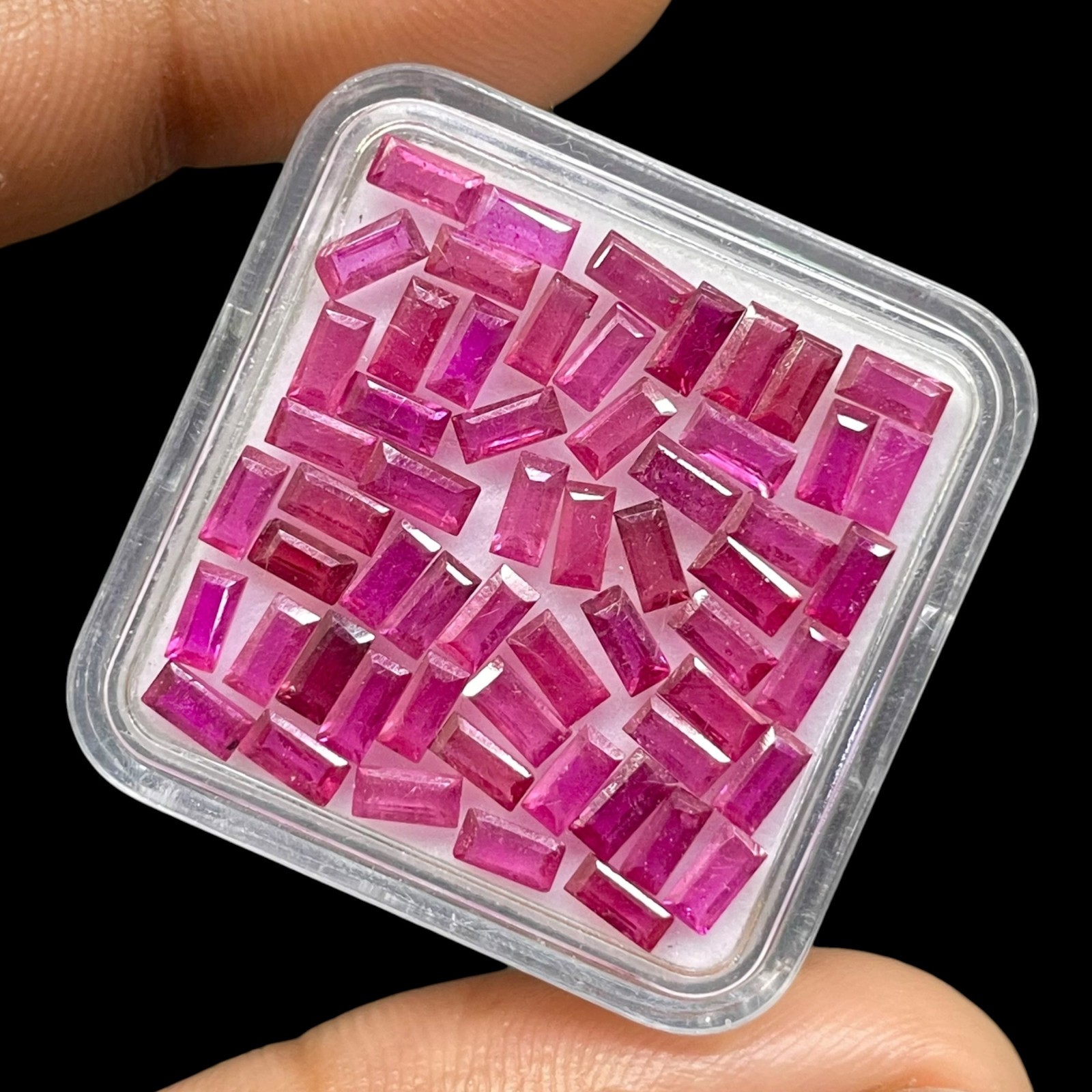10 Pcs Natural Mozambique Ruby 4x2mm Baguette Cut Pinkish Red Loose Gemstone Lot