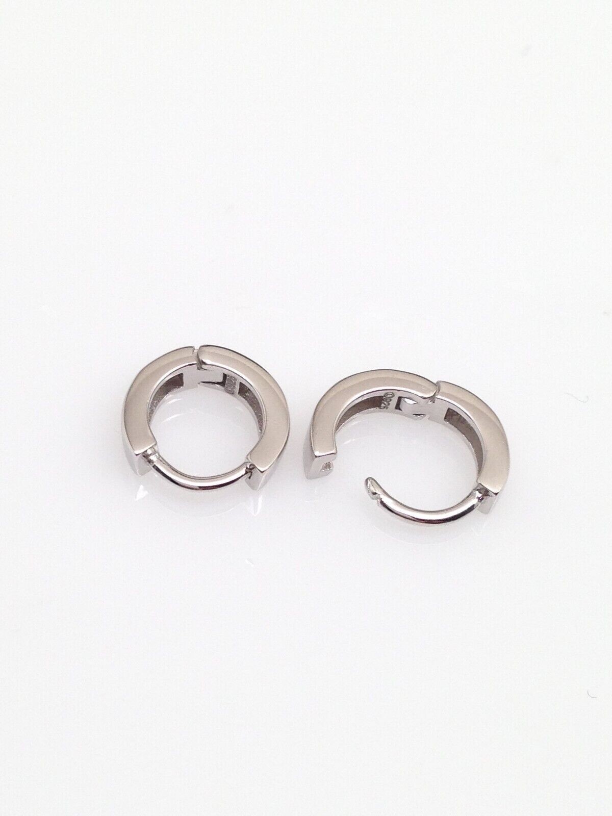 Plain Huggie Hoop Earrings 925 Sterling Silver 9×2.2mm (0.35″) VERY SMALL / TINY