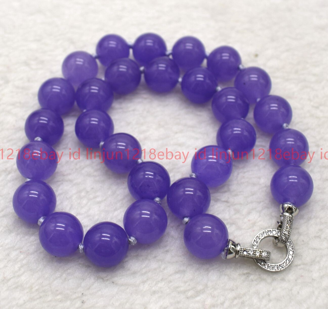Natural 8/10/12mm Lavender Purple Jade Round Gemstone Beaded Necklace 16-28in