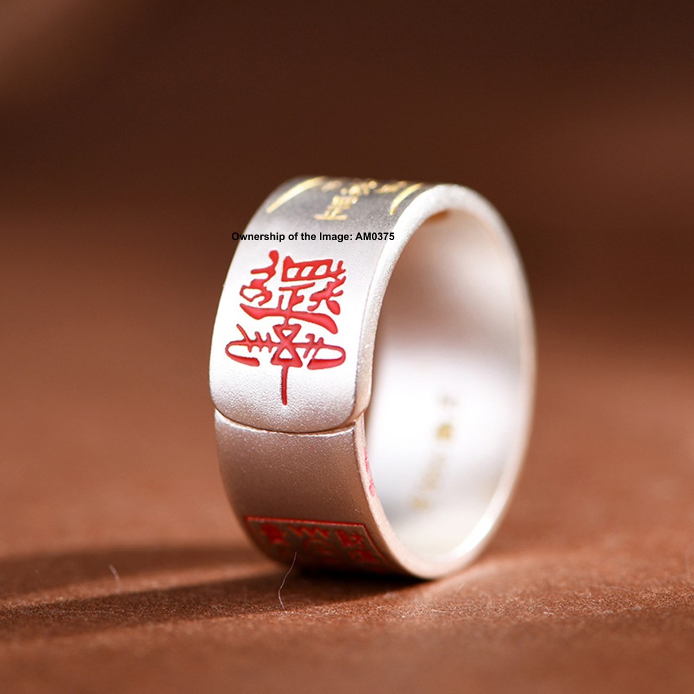 Solid 999 Pure Silver Five Fortune Gods Adjustable Ring 8-10 Wealth Attracting