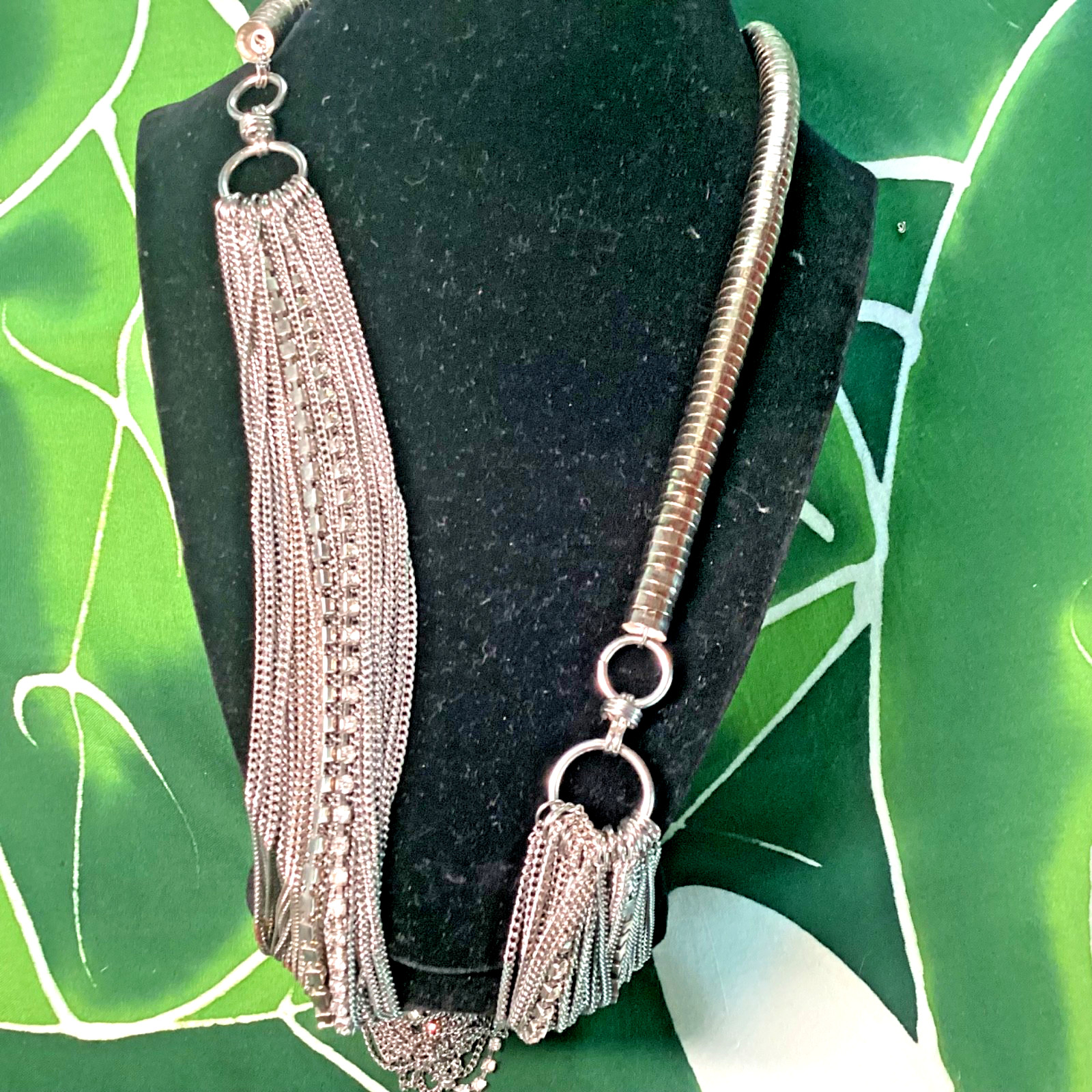 You and i 30 “Silver Tone Multi Layered Clear Crystal Statement Chain Necklace