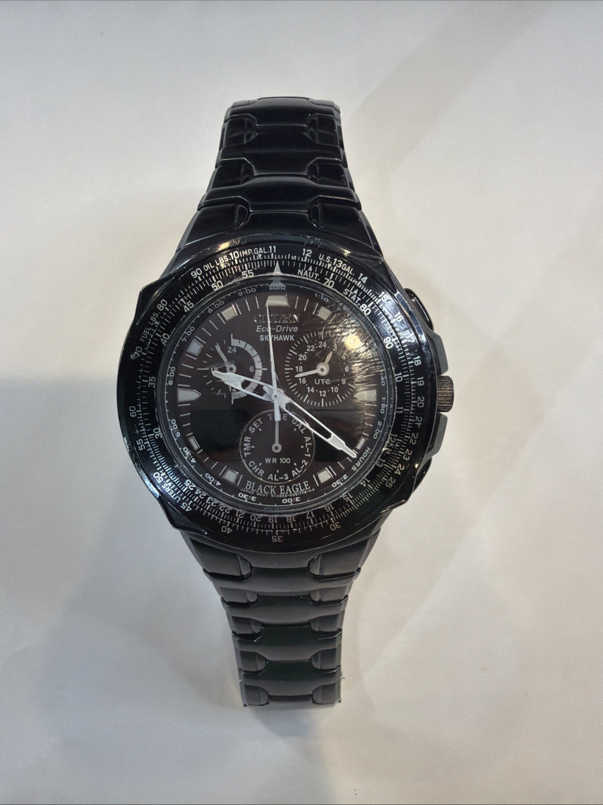 Citizens Ecodrive Sky Hawk Black Eagle Used Condition – Stainless Steel Band