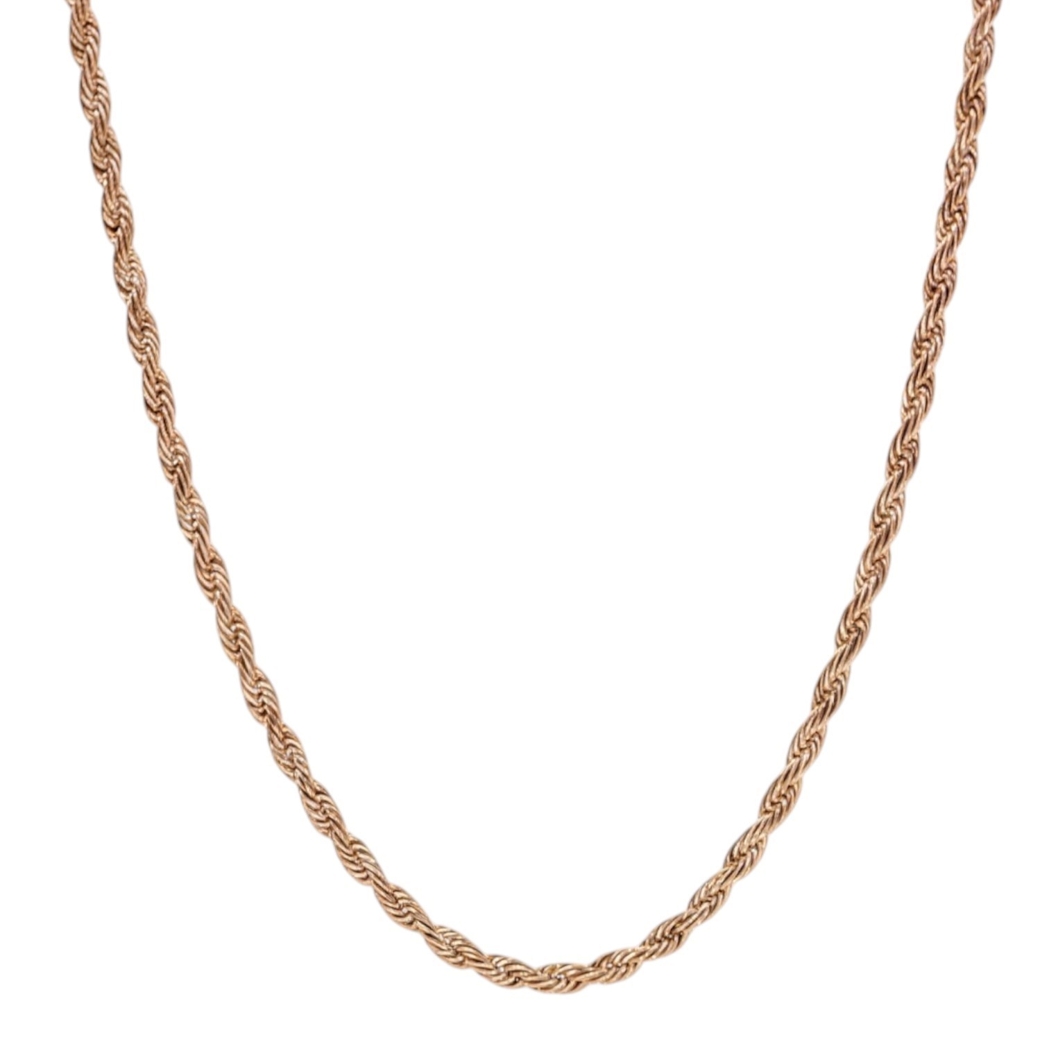 3mm Stainless Steel Rose Gold Rope Chain Necklace Men Women 16-30″ Italian