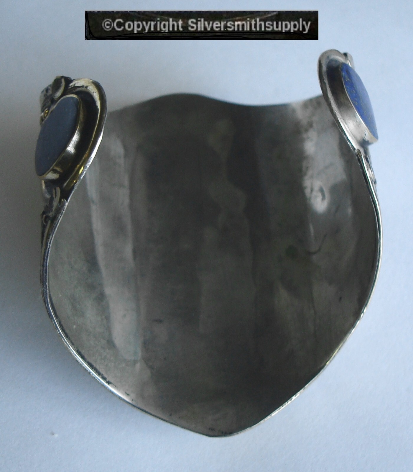 Natural Lapis Cuff Bracelet 6.5 in Silver over Brass Made in Afghanistan FJ064