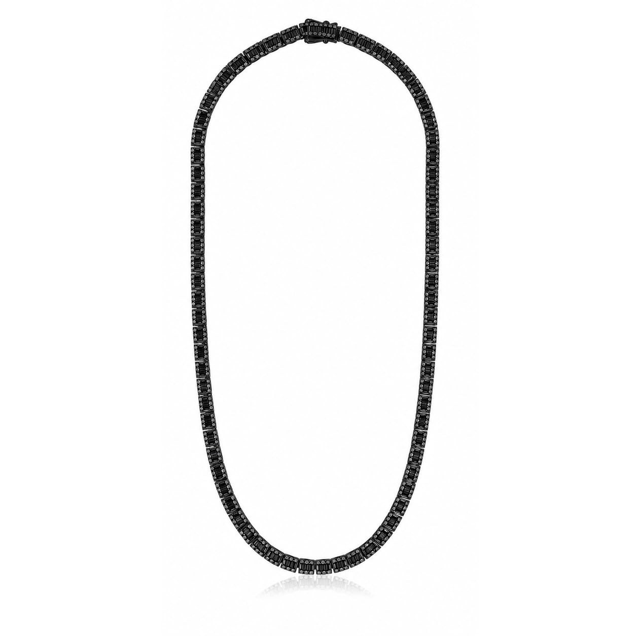 10Ct Black Diamond Tennis Necklace Black Rhodium Plated 18″ Men Women