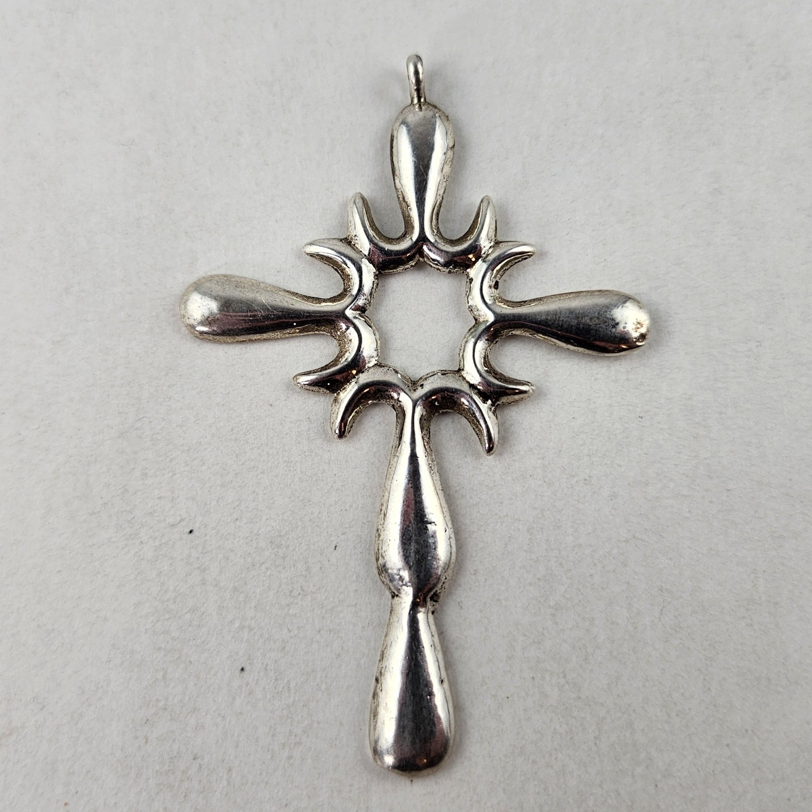 Sterling Silver Cross Artisan Sand Cast Pendant 12.0g [8848]