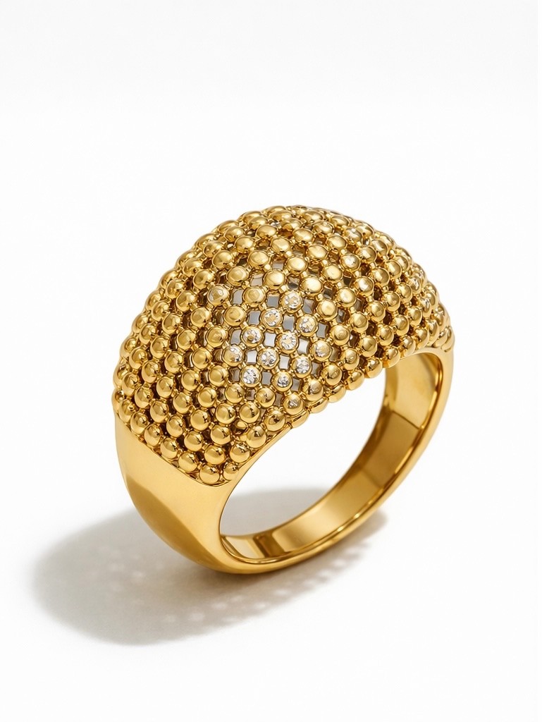 ZARD Mesh Dome Ring in 18K Gold Plate