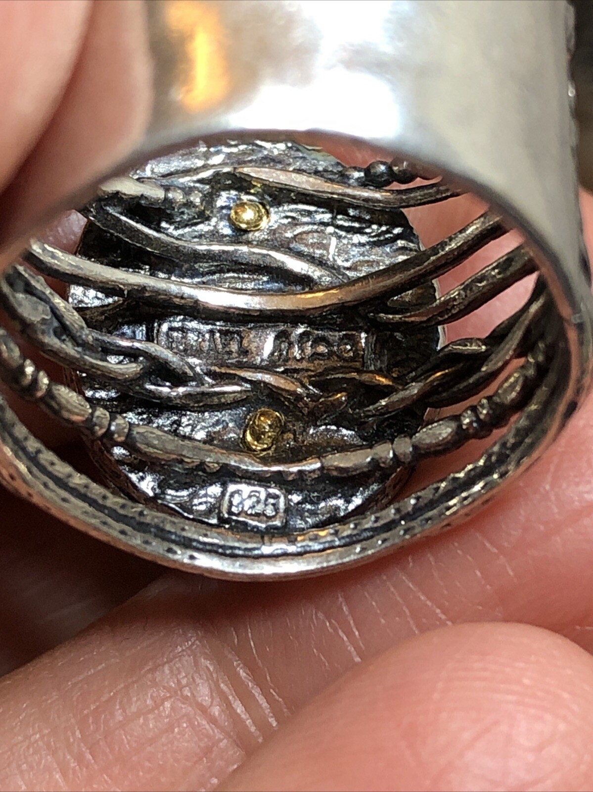24. Shablool Didae 925 Sterling Yellow Accent SUN or STAR Ring 9g, 8.5s ISRAEL