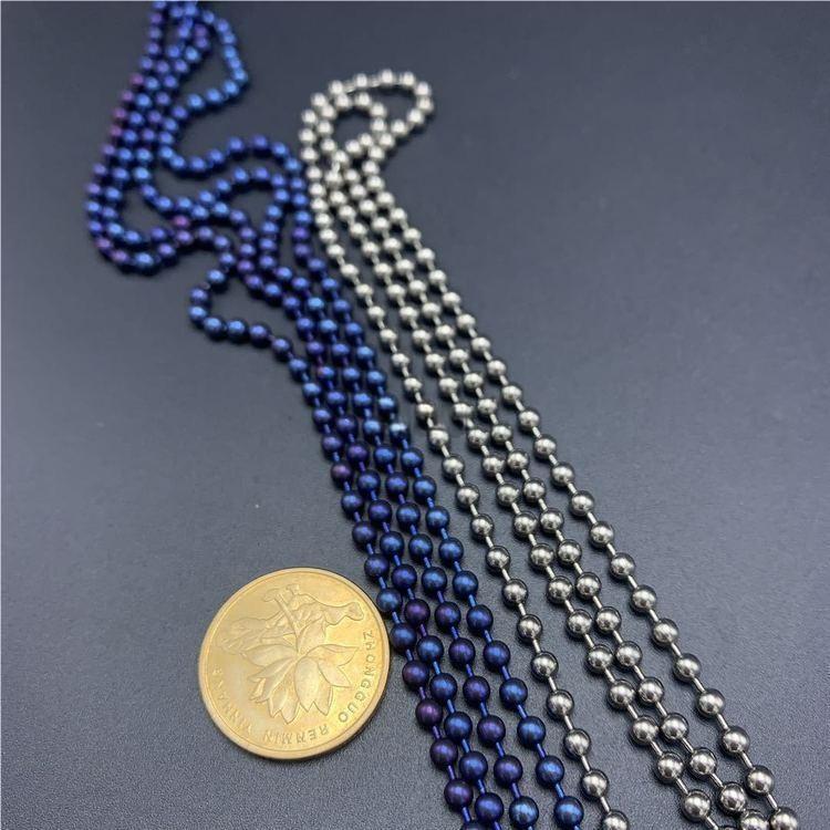2mm 2.4mm 3mm 4mm Titanium Ball Beads Chain Necklace Anti-allergy 25.6” Unisex