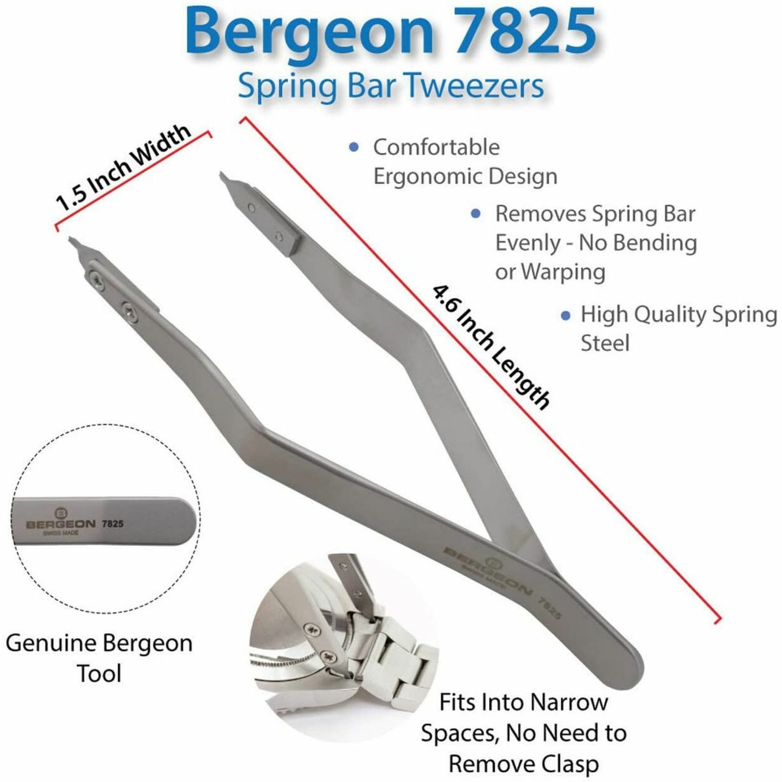 Bergeon 7825 Spring Bar Tweezer Lug Removal Fitting Tool Swiss HT7825 AUS STOCK!