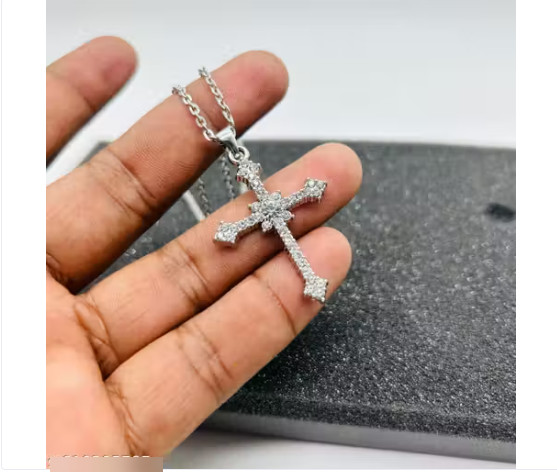 Silver Plated Cross Jesus Crucifix Pendant Necklace Chain for Man & Woman