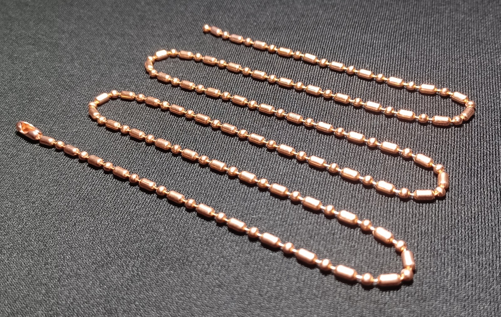 Copper 2.4mm Bar & Ball Bead Military Type Dog Tag Chain Necklace USAMade
