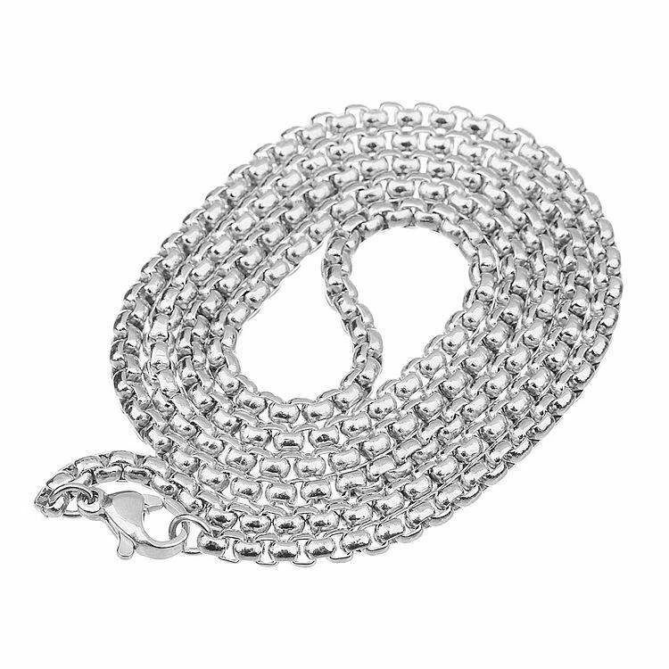 Men&Women’s 18K White Gold Filled 28 inch 3 mm wide Round Box Chain Necklace B5K