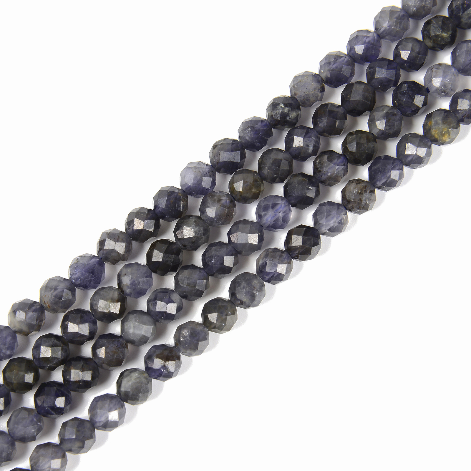 Natural Iolite Faceted Round Beads 2mm 3mm 4mm 6mm 15.5″ Strand