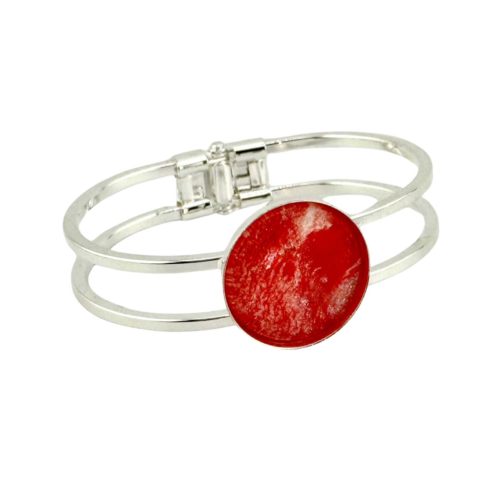 Bracelet Handmade Silver “Red Sparkle” Spring Style