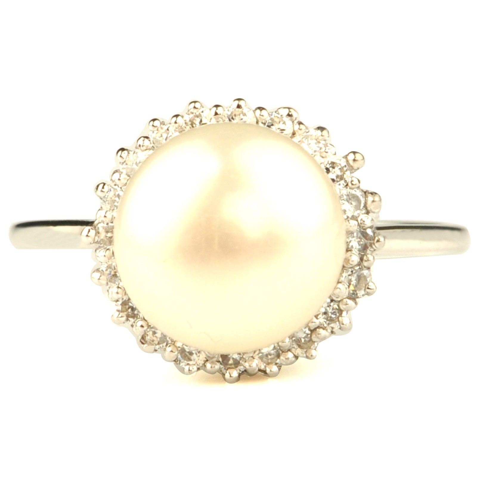 4.00Cts. Round Shape 100% Natural Pearl Certified Diamond Ring In 925 Silver