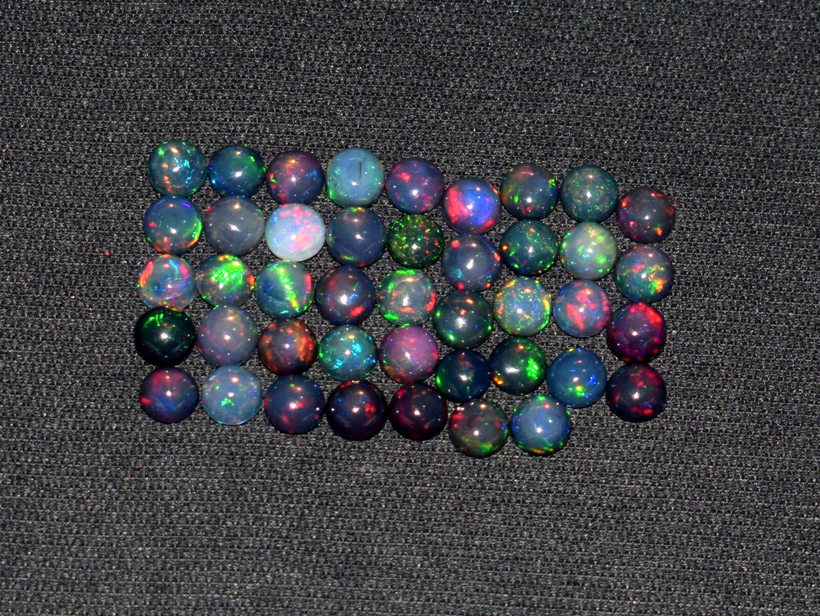 A+++ 3Pcs 6MM Round Natural Ethiopian Black Fire Opal Loose Gemstone Cabochon