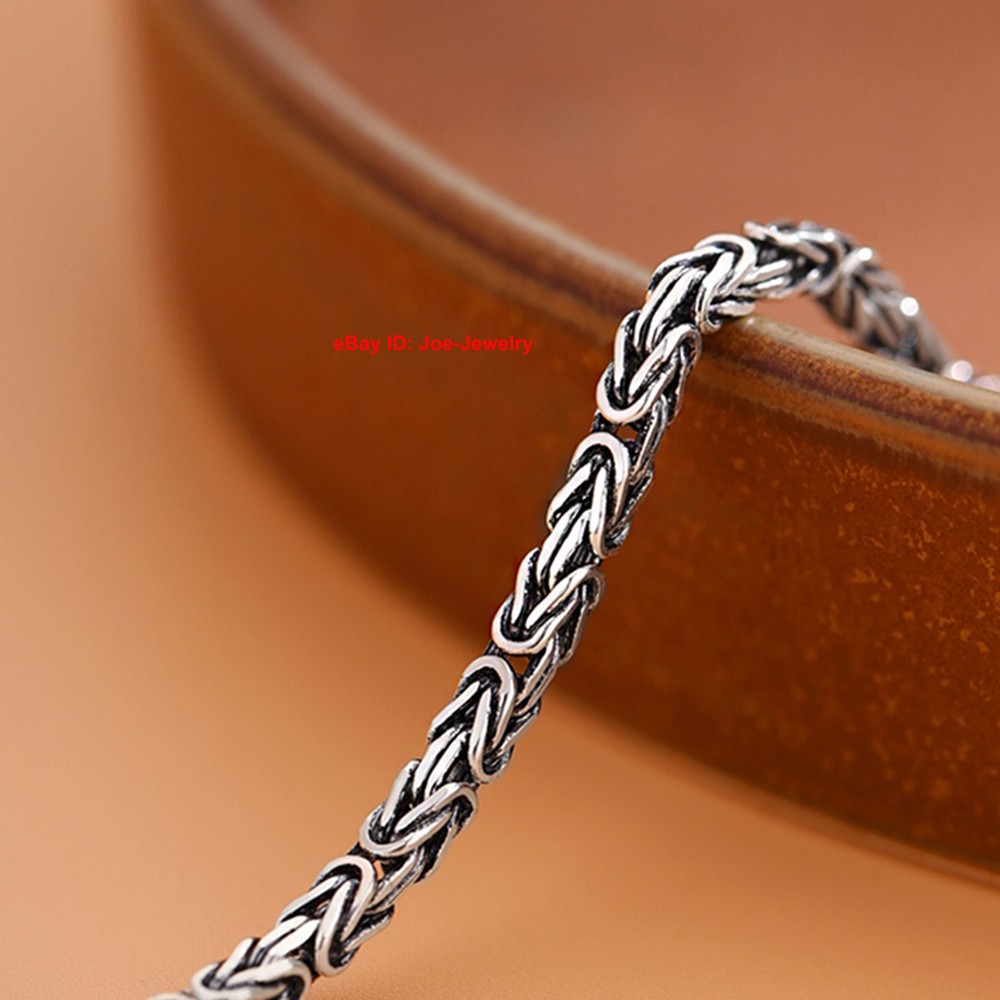 Pure 925 Sterling Silver Bracelet 2.5mm Byzantine Link Chain Bracelet 6.7-8.3″L