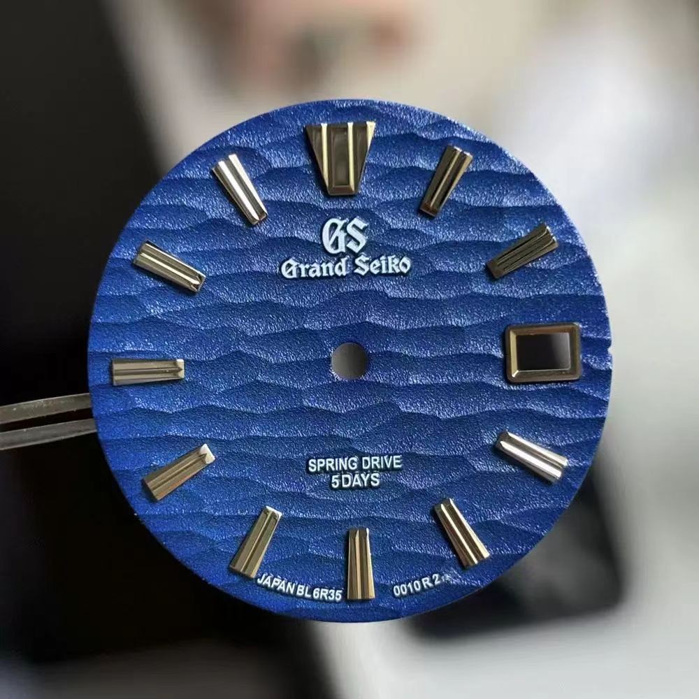 New 28.5MM Sea Waves Luminous Metallic Watch Dial Date for NH35/36