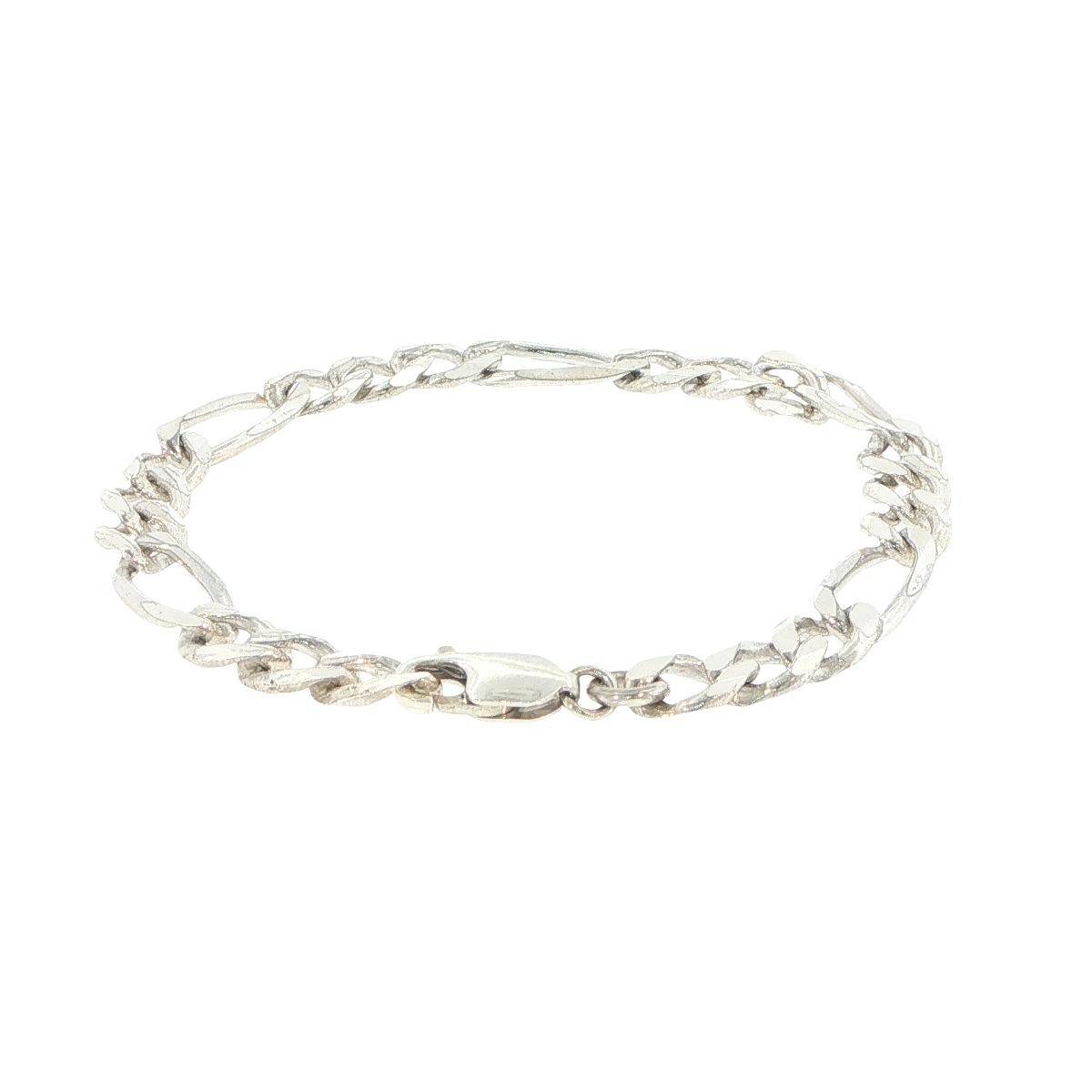 Sterling Silver 7.6mm Figaro Link Bracelet