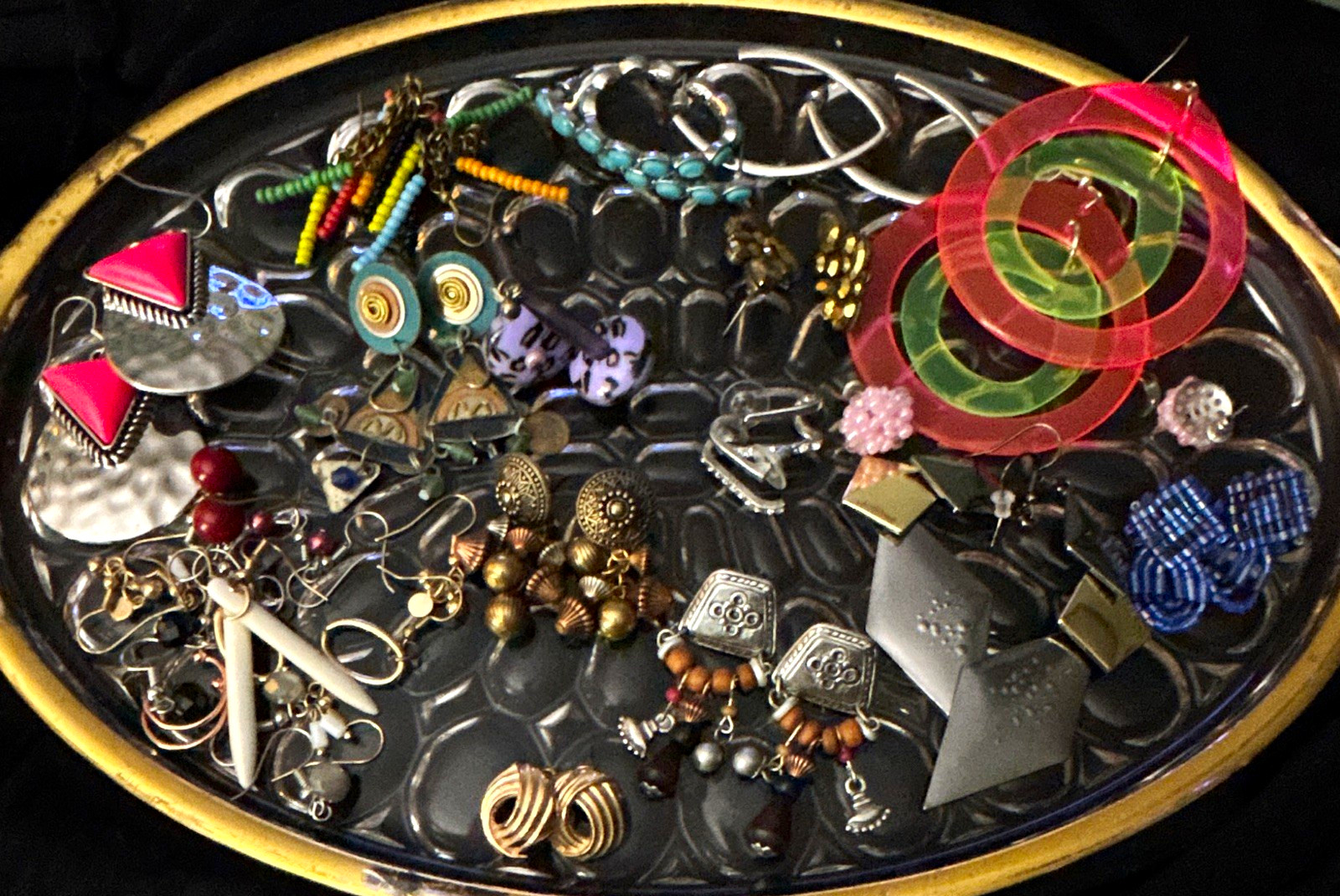 Fashion Jewelry Mixed Lot Pierced Earrings Multicolor Metal Plastic