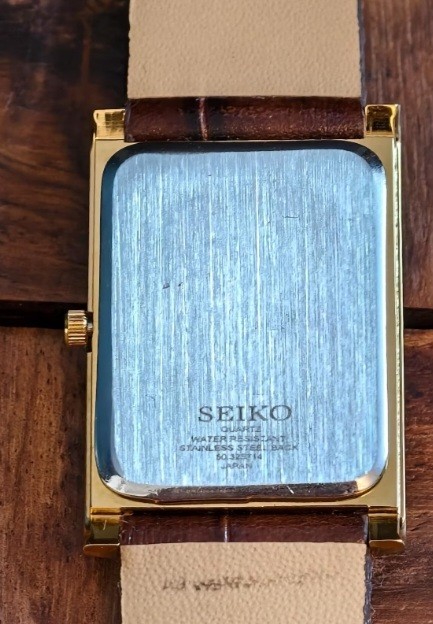 Vintage Seiko Slim Tank Mens Wristwatch With Rare Gray Face Japanese 90s Watch