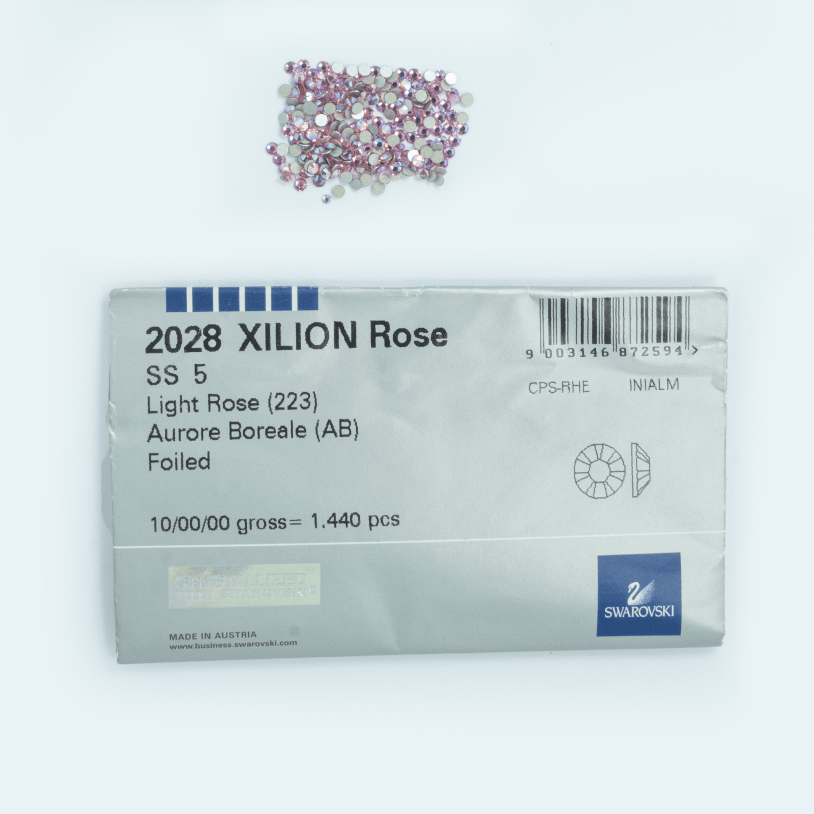 Swarovski Light Rose 223 AB Flatback Crystal Xilion Rose 2028 SS5/SS9 Disc.