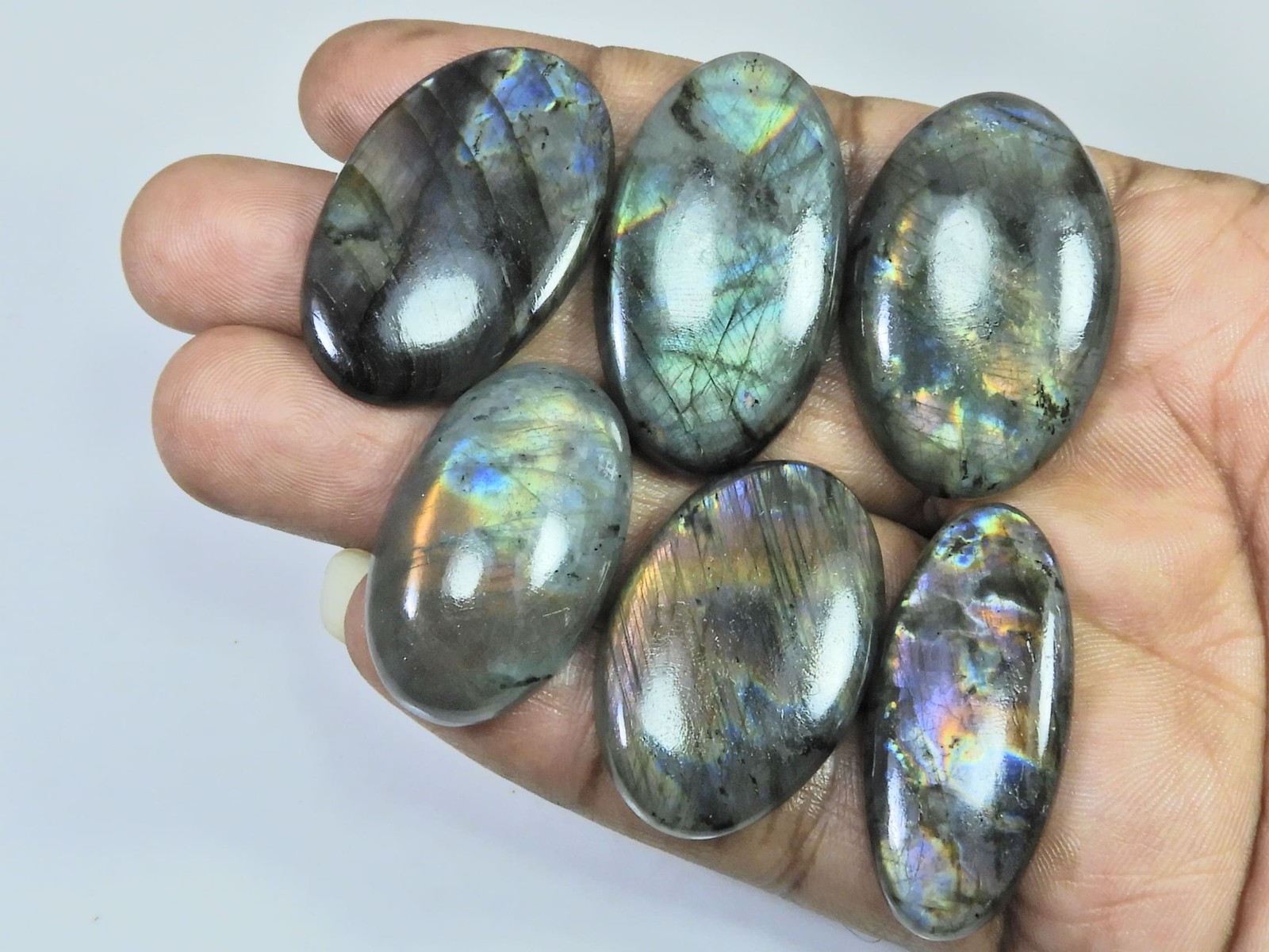 269Cts. Natural Purple Labradorite Spectrolite Oval Loose Gemstone 6Pcs Lot N097