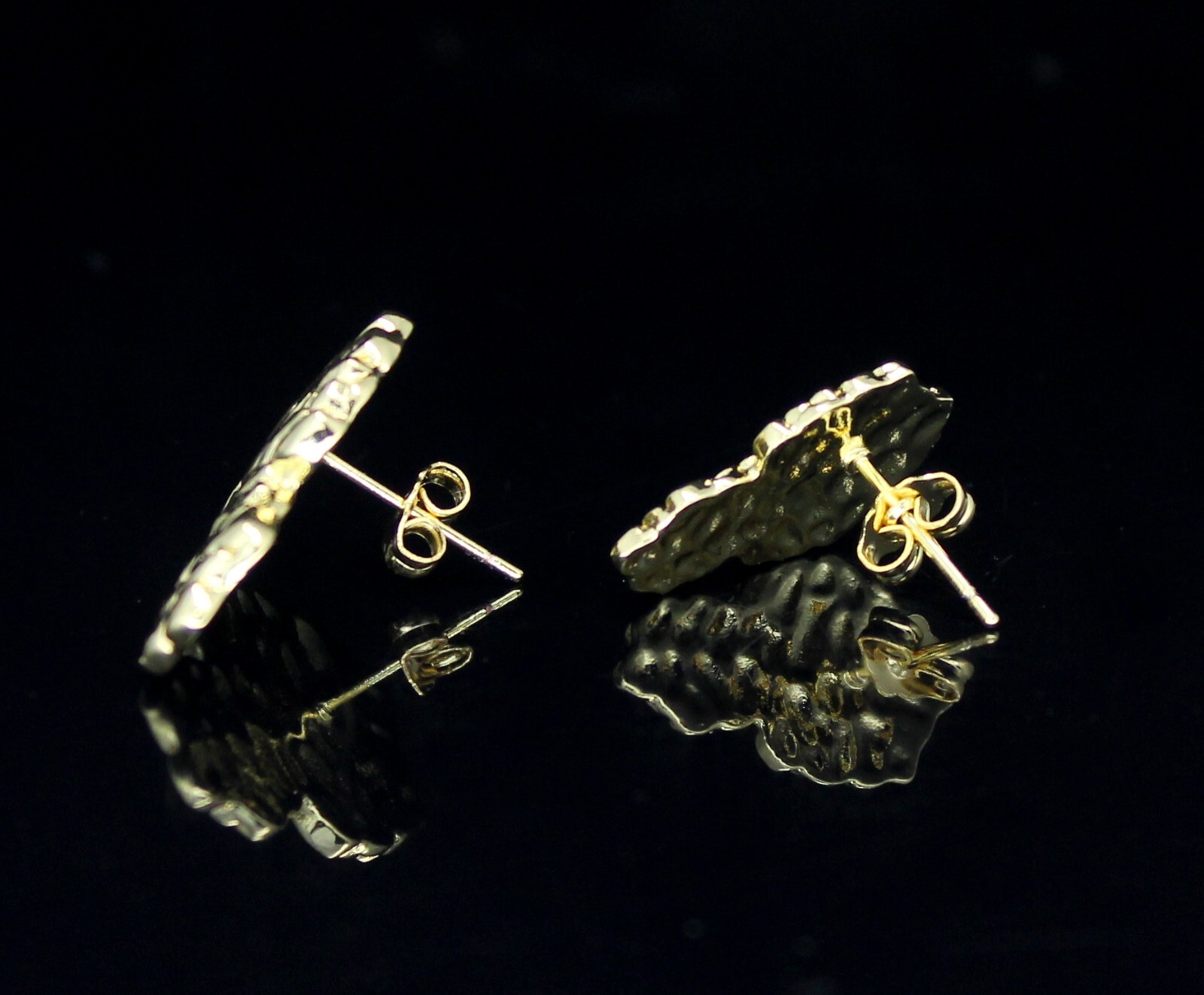 Nugget Design Studs Push Back Earrings 14k Gold Plated Hip Hop Jewelry