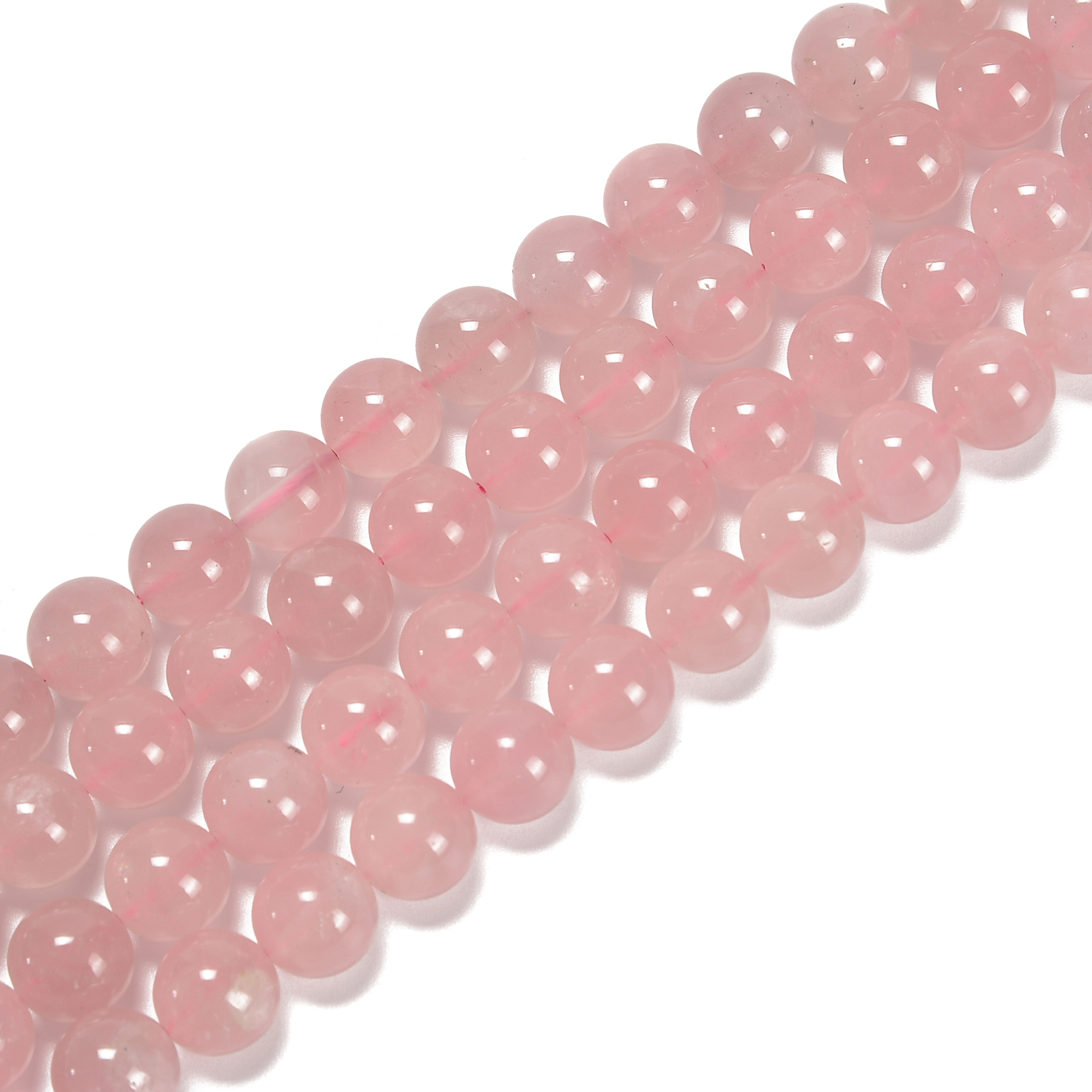 Pink Madagascar Rose Quartz Smooth Round Size 6-6.5mm 8-8.5mm 10mm 15.5” Strand