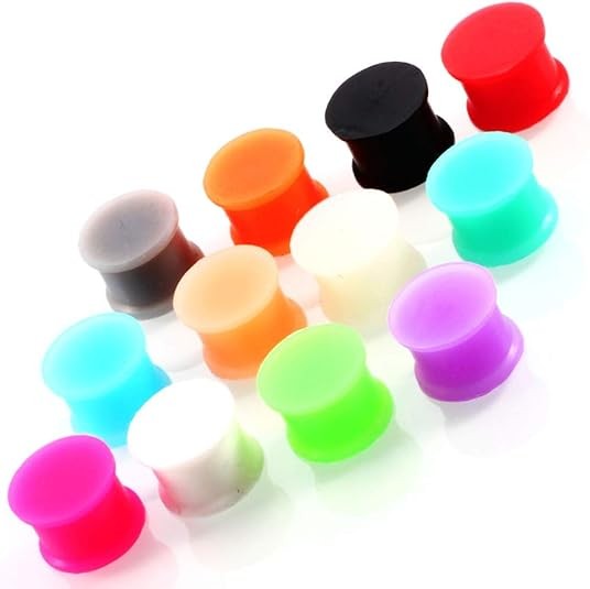6Pair Solid Silicone Ear Gauges Glow in The Dark Plugs Body Piercing Kit 2g-3/4″