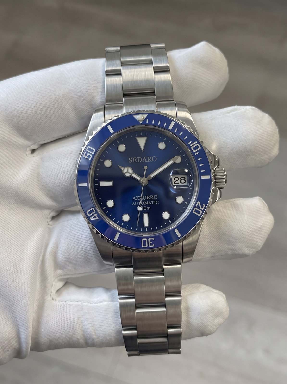 SEDARO Diver Watch NH35 Automatic Blue Dial Sapphire Crystal Steel 41mm