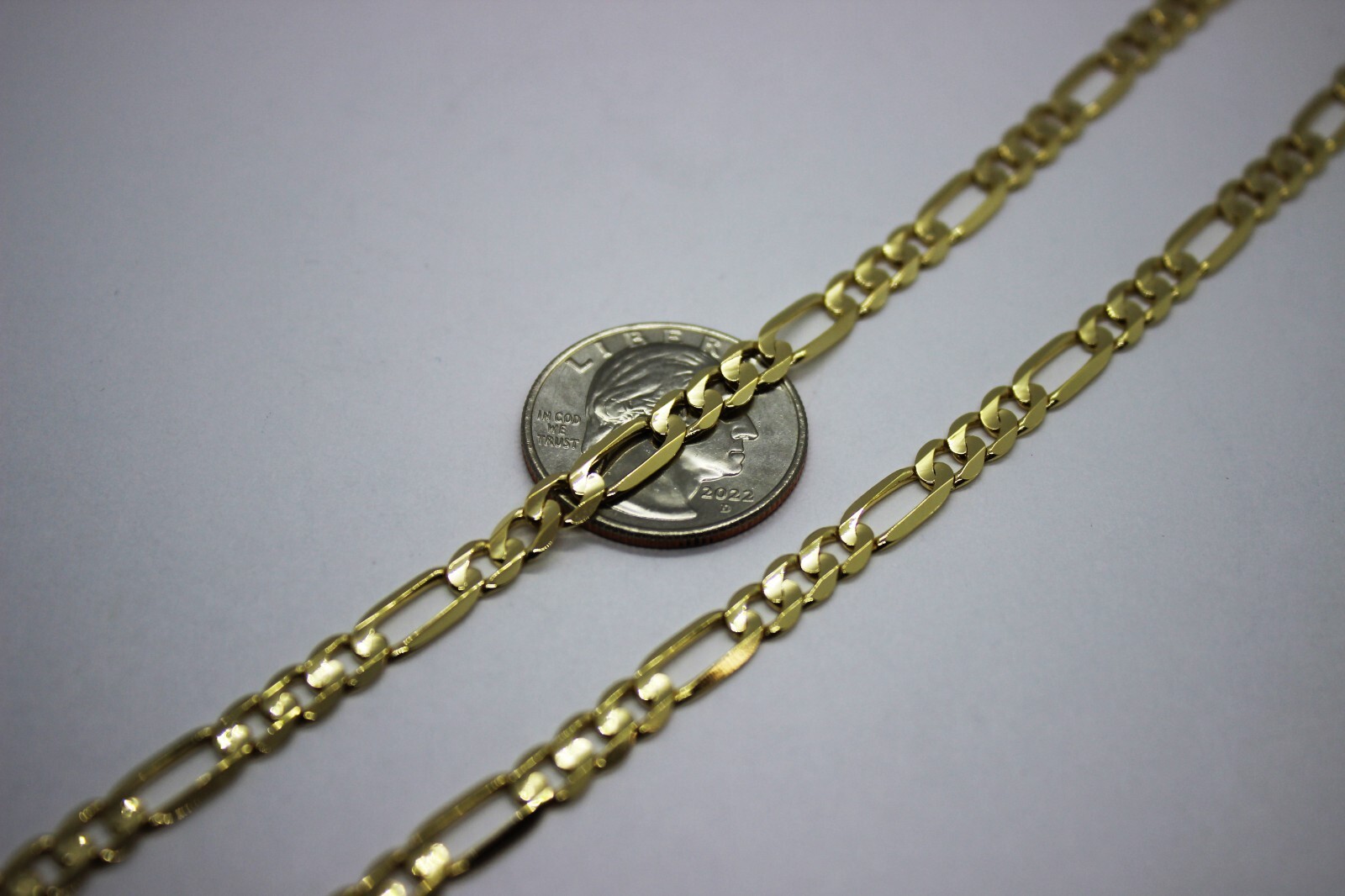 14k Solid Yellow Gold Figaro Necklace Chain Bracelet 1.9mm – 6.2mm 7″ – 36″
