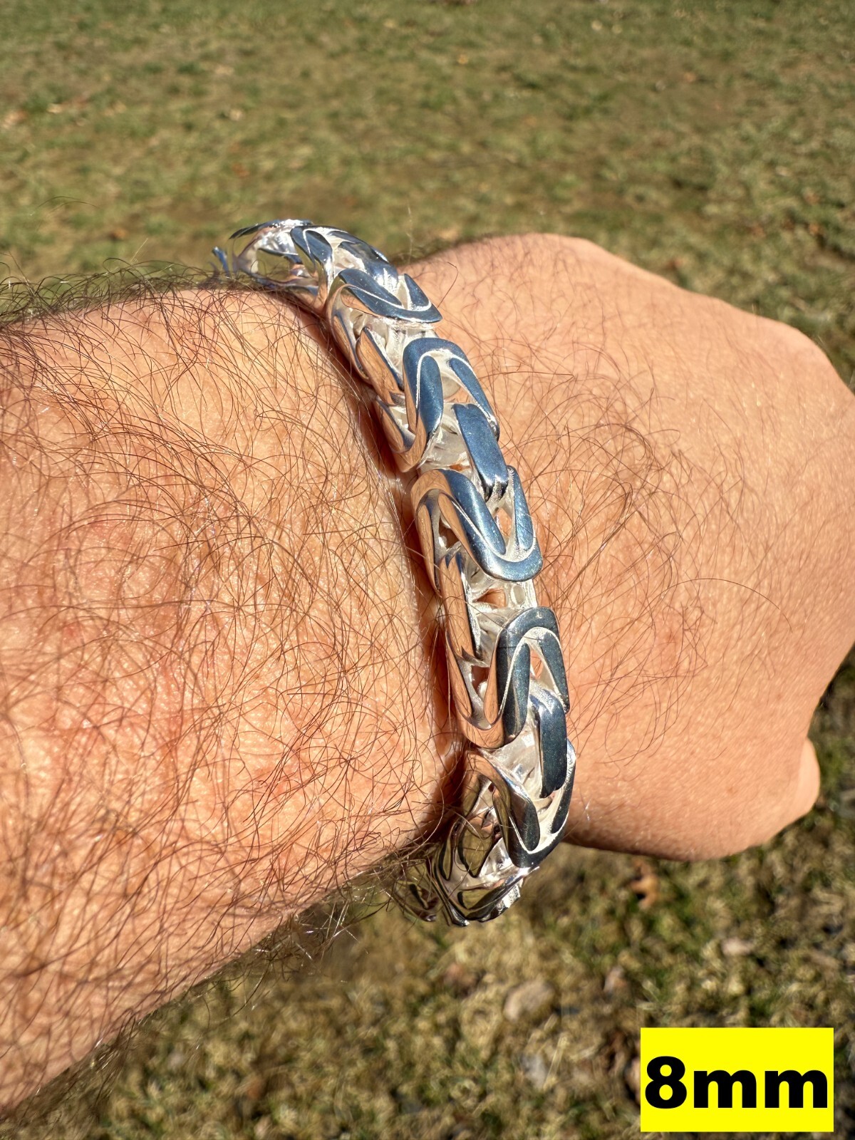 Real Solid 925 Silver Handmade Byzantine Heavy Mens Bracelet 5mm-10mm Box Clasp