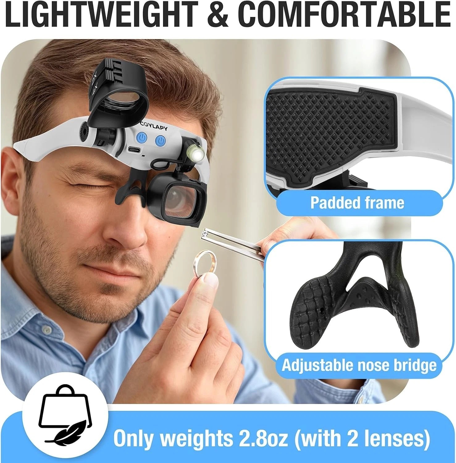 Professional Magnifying Glasses with Light & 5 Lens Pairs for Close Work